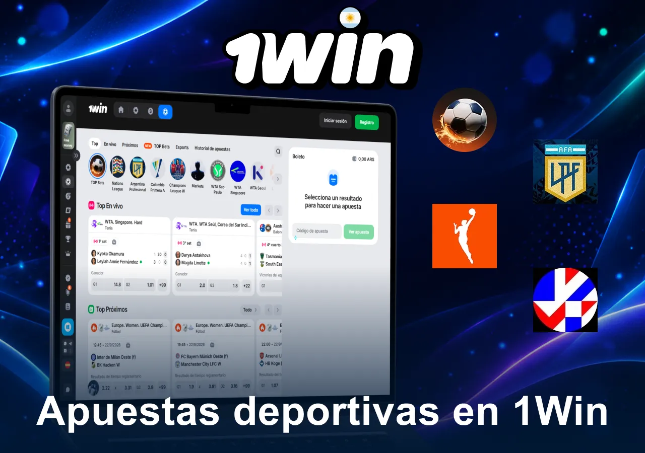 Apuestas deportivas en Argentina con fútbol, tenis, esports y eventos en vivo.